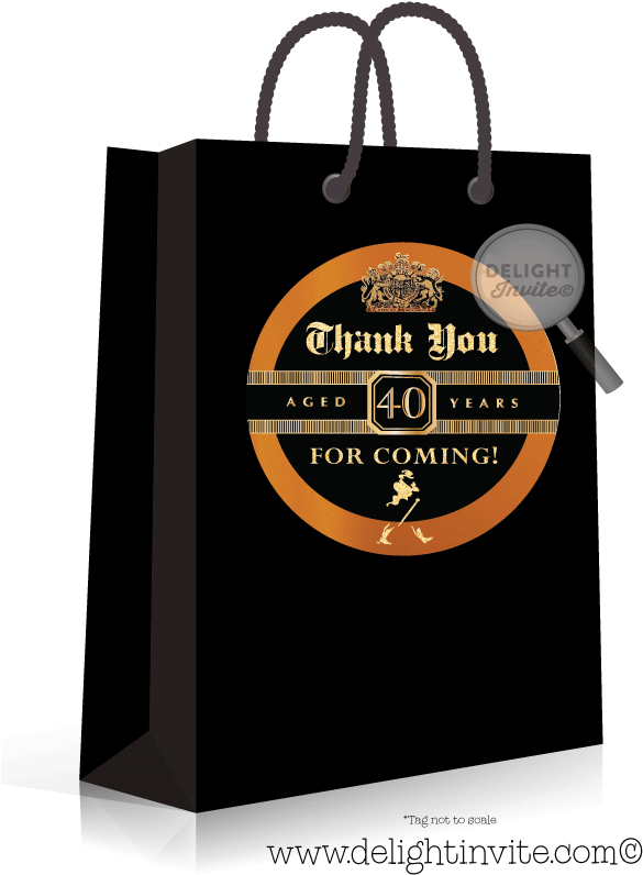 Johnnie Walker Black Label 40th Birthday Sticker Tag - Greeting Card (613x822), Png Download