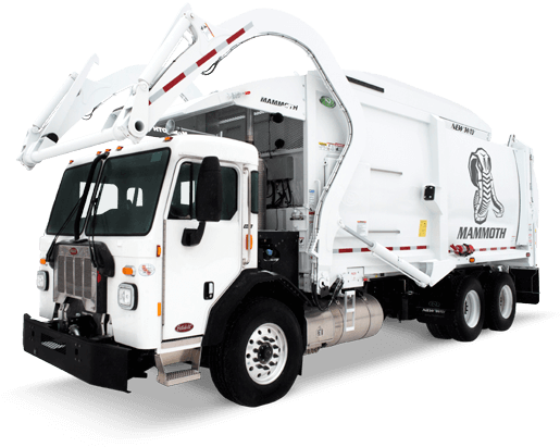 Front Left Side View Of A New Way Mammoth Front Loader - Front Load Garbage Truck Wash Out Tank Mounted At (700x467), Png Download