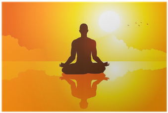 Silhouette Illustration Of A Man Figure Meditating - Man Meditating Silhouette (400x400), Png Download