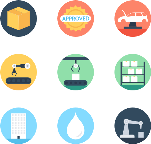 Manufacturing And Production - Factory Production Png (600x564), Png Download