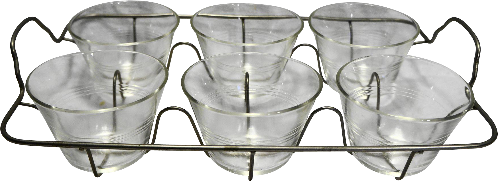 Pyrex 462 Custard Cup Clear Glass Set Of 6 With Wire (1746x1746), Png Download