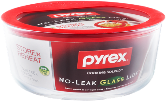 Pyrex No Leak Glass Storage Container With Lid, 7-cup, (600x600), Png Download