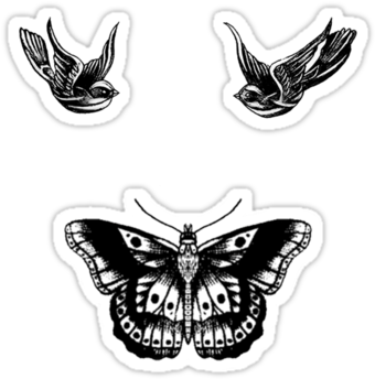 Harry Styles Bird And Butterfly Tattoos By Judymoy - Tatuaje De Harry Styles Mariposa (375x360), Png Download