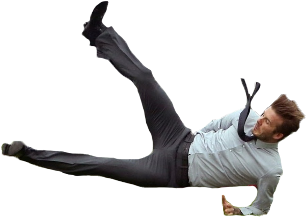 David Beckham Caindo Rola Montagem J193 Fiz A Minha - Transparent Person Falling Png (602x459), Png Download