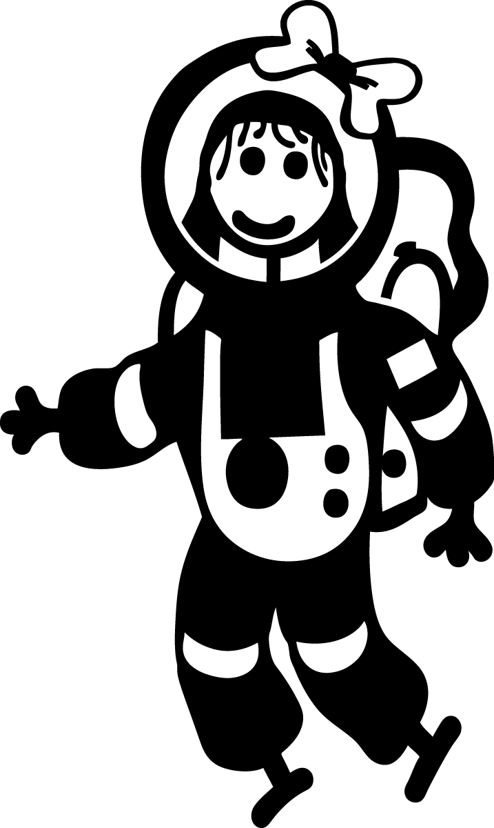 Girl Astornaut Stick Girl Female Child Sticker Decal (717x1200), Png Download