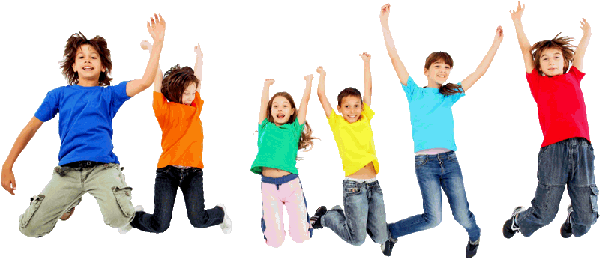 Kids Jumping (600x259), Png Download