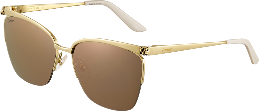 Panthère De Cartier Sunglasseschampagne Golden-finish - Sunglasses (1024x439), Png Download