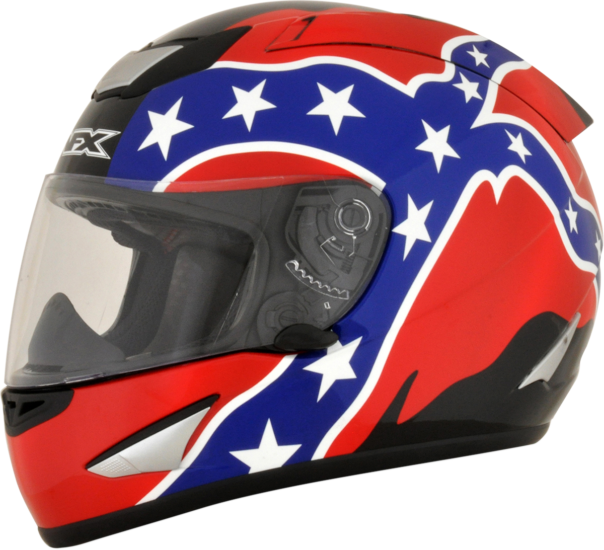 Afx Red Unisex Rebel Flag Motorcycle Full Face Riding - Face Shield Confederate Flag (1200x1093), Png Download