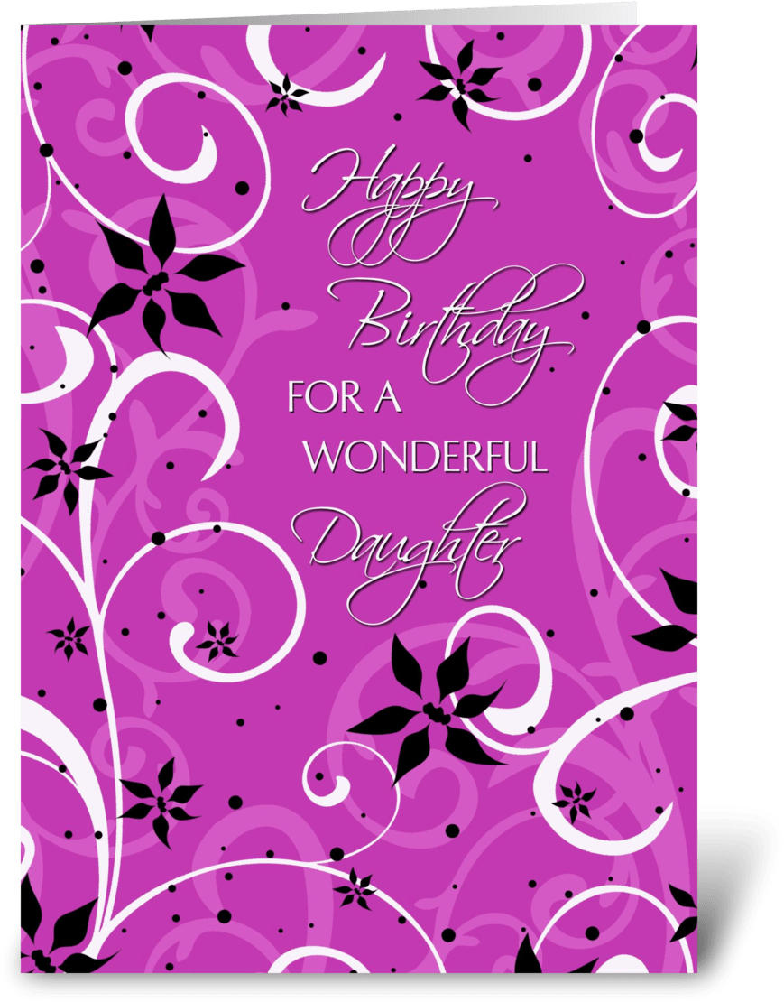 Happy Birthday Daughter Pink Swirls Greeting Card - 25th Birthday Invitation Pink (700x792), Png Download