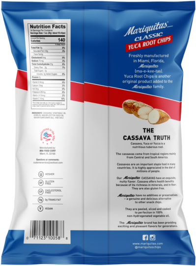 Mariquitas Yuca Root Chips Packaging Back Side - Cassava (480x570), Png Download