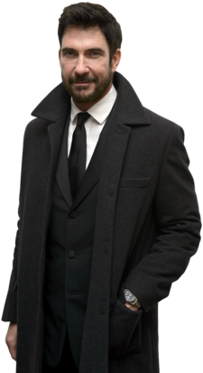American Horror Story's Dylan Mcdermott On Dermot Mulroney, - Calvin Klein Black Peacoat Men (330x412), Png Download