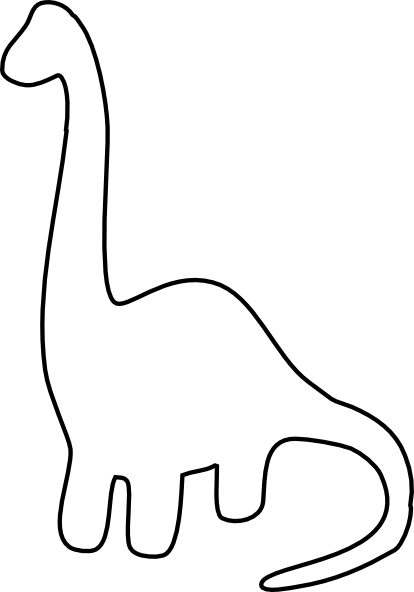 Brachiosaurus Outline 2 Clip Art At Clker - Cute Brachiosaurus Outline (414x592), Png Download