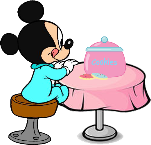 Mickey Mouse Eating Clipart - Cookie Clip Art (530x500), Png Download