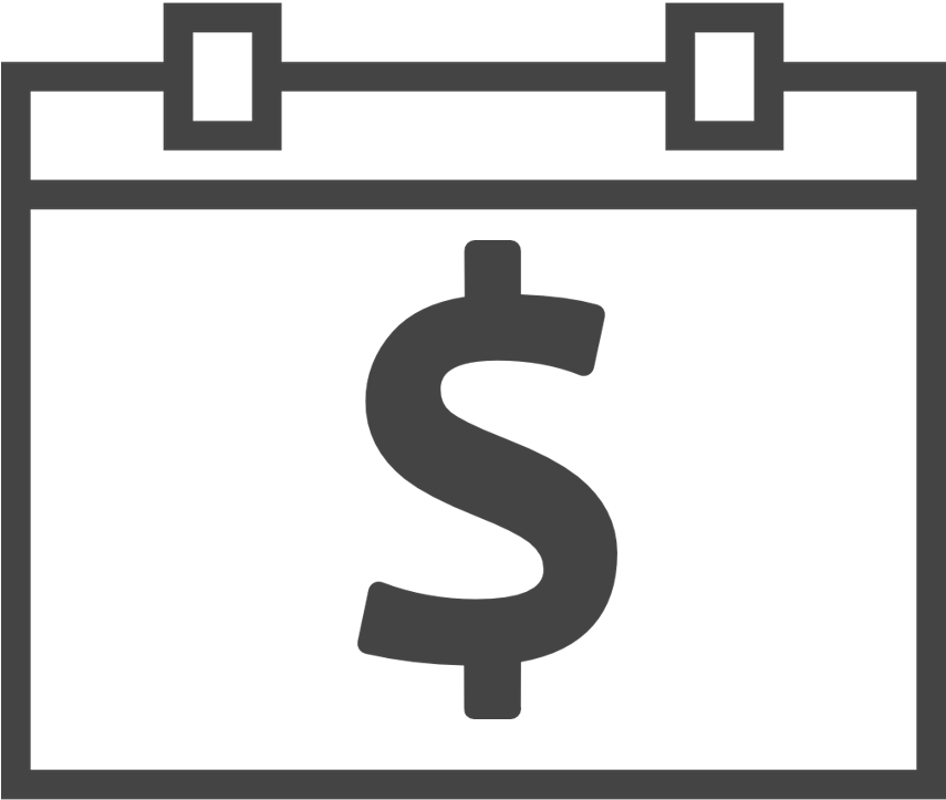 Calendar With A Dollar Sign On It - Icono Calendario Corazon Png (854x853), Png Download