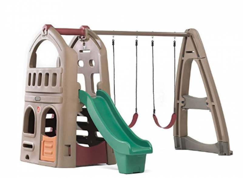 Step2 Naturally Playful Playhouse Climber Swing Set (800x800), Png Download