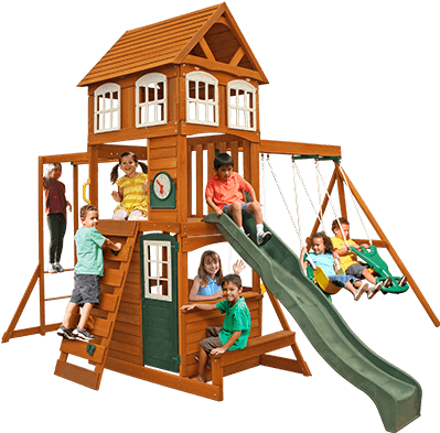Cranbrook Cedar Swing Set By Cedar Summit - Cedar Summit Premium Play Sets Cranbrook Ready (500x400), Png Download