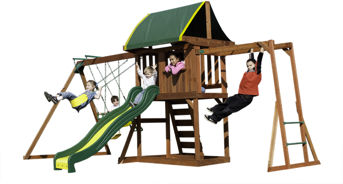 Backyard Discovery Aspen All Cedar Wood Playhouse (676x383), Png Download