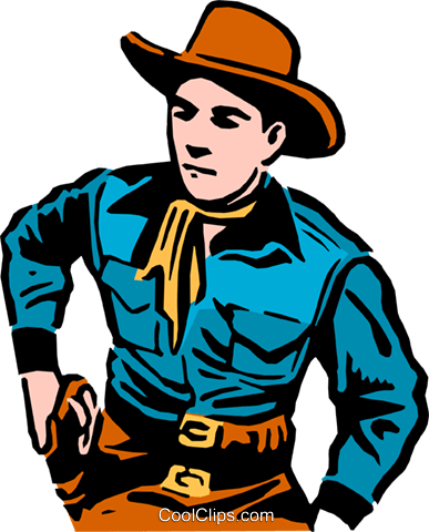 Cowboy Reaching For His Gun Royalty Free Vector Clip (387x480), Png Download