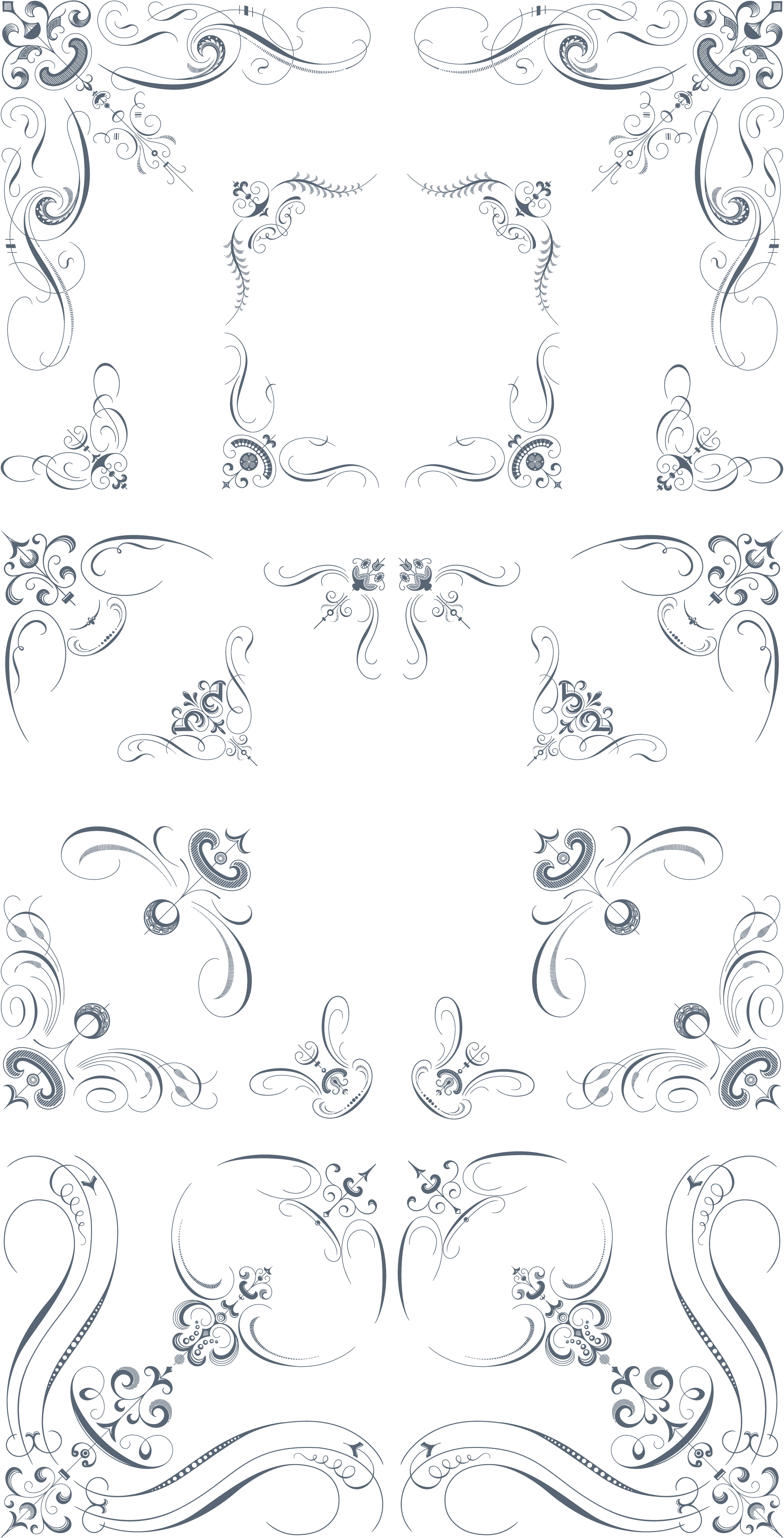 Preview All The Vector Ornaments, Traced By Hand From - Drawing (1920x3744), Png Download