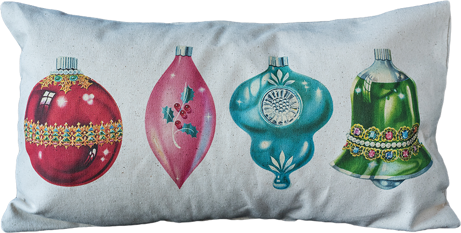 Vintage Ornament Lumbar - Art Print: Pop Ink - Csa Images' Red Christmas Ornaments, (900x455), Png Download