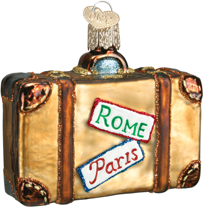 Old World Christmas Vintage Suitcase Glass Christmas - Old World Christmas Suitcase Ornament (900x900), Png Download