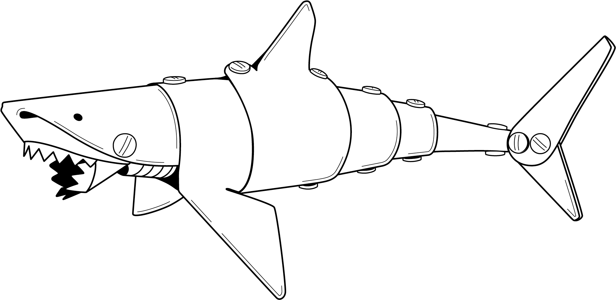 Shark & Diver - Shark (1990x976), Png Download