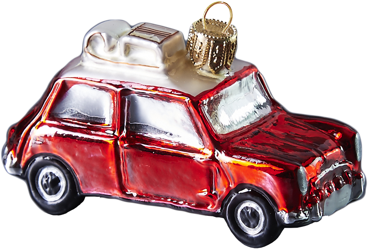 Handcrafted Christmas Ornament Red Car With Sled Mouth - Car (1280x1280), Png Download