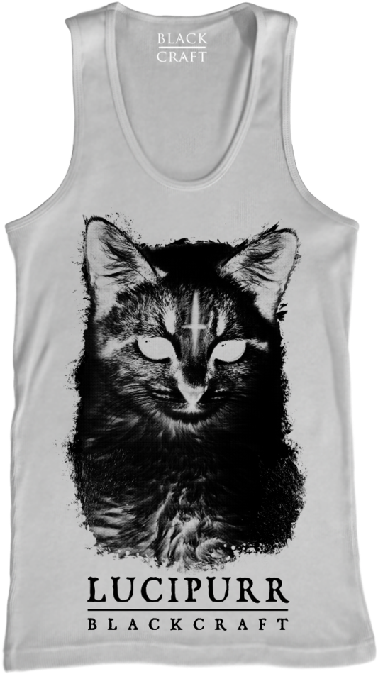 Lucipurr- White Tank Top - Top (653x1000), Png Download