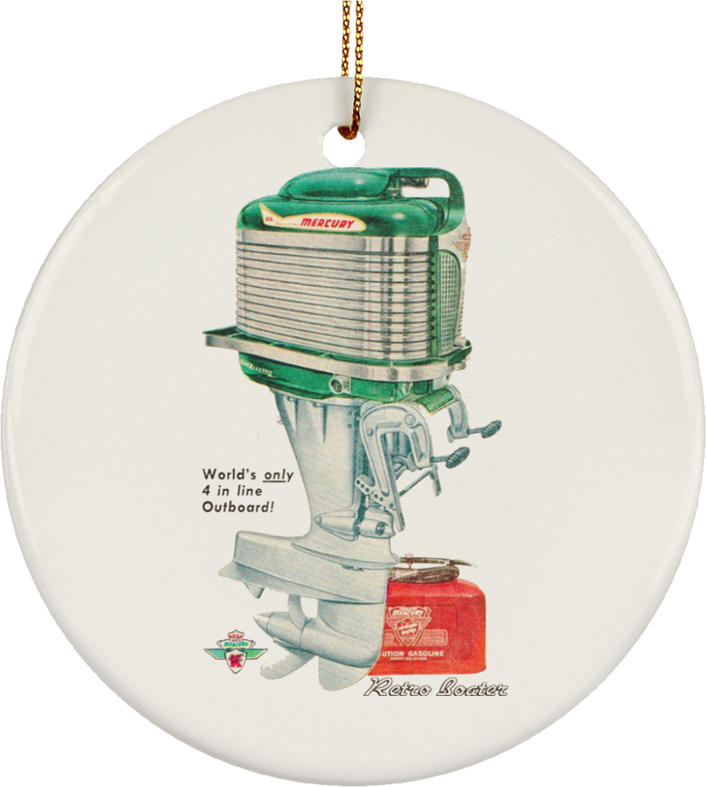 Vintage Mercury Outboard By Retro Boater Subornc Ceramic - Outboard Motor (1155x1155), Png Download