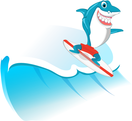 Surfing Shark - Tender Care Pediatric Dentistry (652x521), Png Download