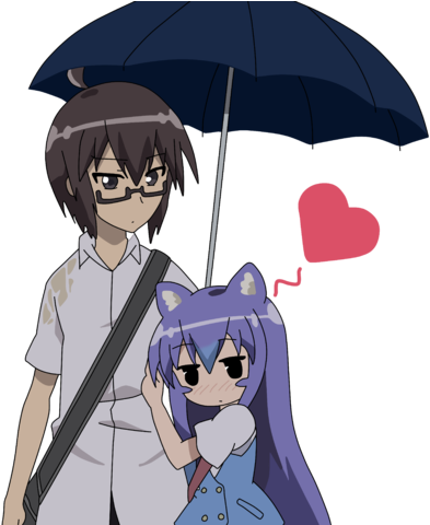 Vector Umbrella Tsumiki And Io By Pawkun-d51cdtt - Acchi Kocchi Io Y Tsumiki Kiss (400x479), Png Download