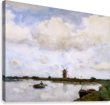 Mill At The Lake Sun Canvas Print - Mill At The Lake (429x409), Png Download