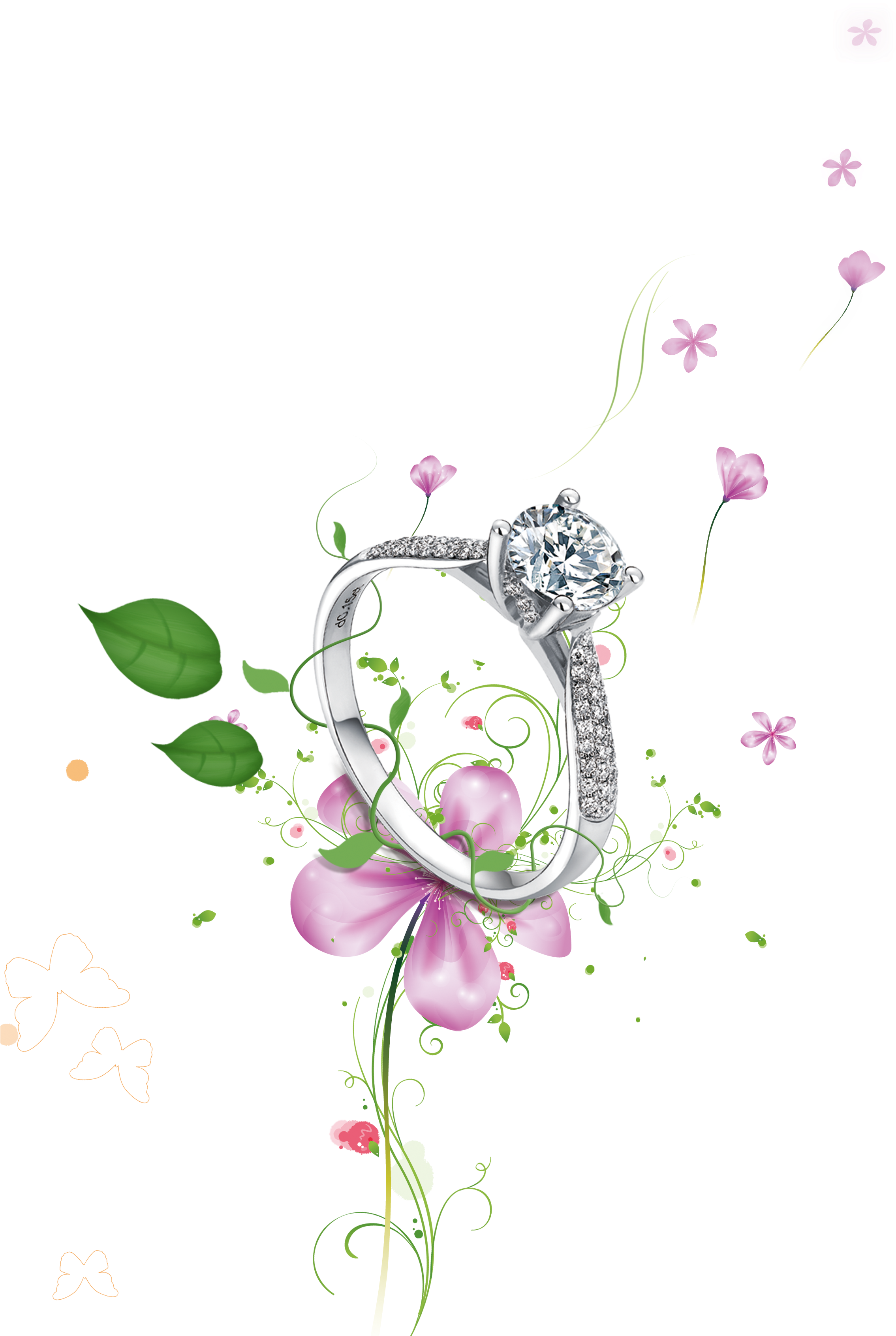 Falling In Love Wedding Ring Diamond - 钻石 戒指 (2268x3402), Png Download