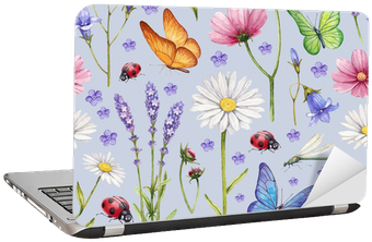 Wild Flowers And Insects Illustration - Personalized Fashion Color Multi Butterfly With Flowers (400x400), Png Download