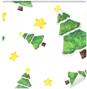 Watercolor Seamless Pattern With Christmas Tree, Snow - Christmas Tree (400x400), Png Download