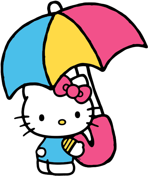 Vector Freeuse Download Clip Art Cartoon Umbrella - Hello Kitty Without Background (495x591), Png Download