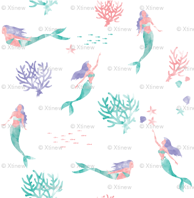 Watercolor Mermaids - Watercolor Mermaid (400x400), Png Download