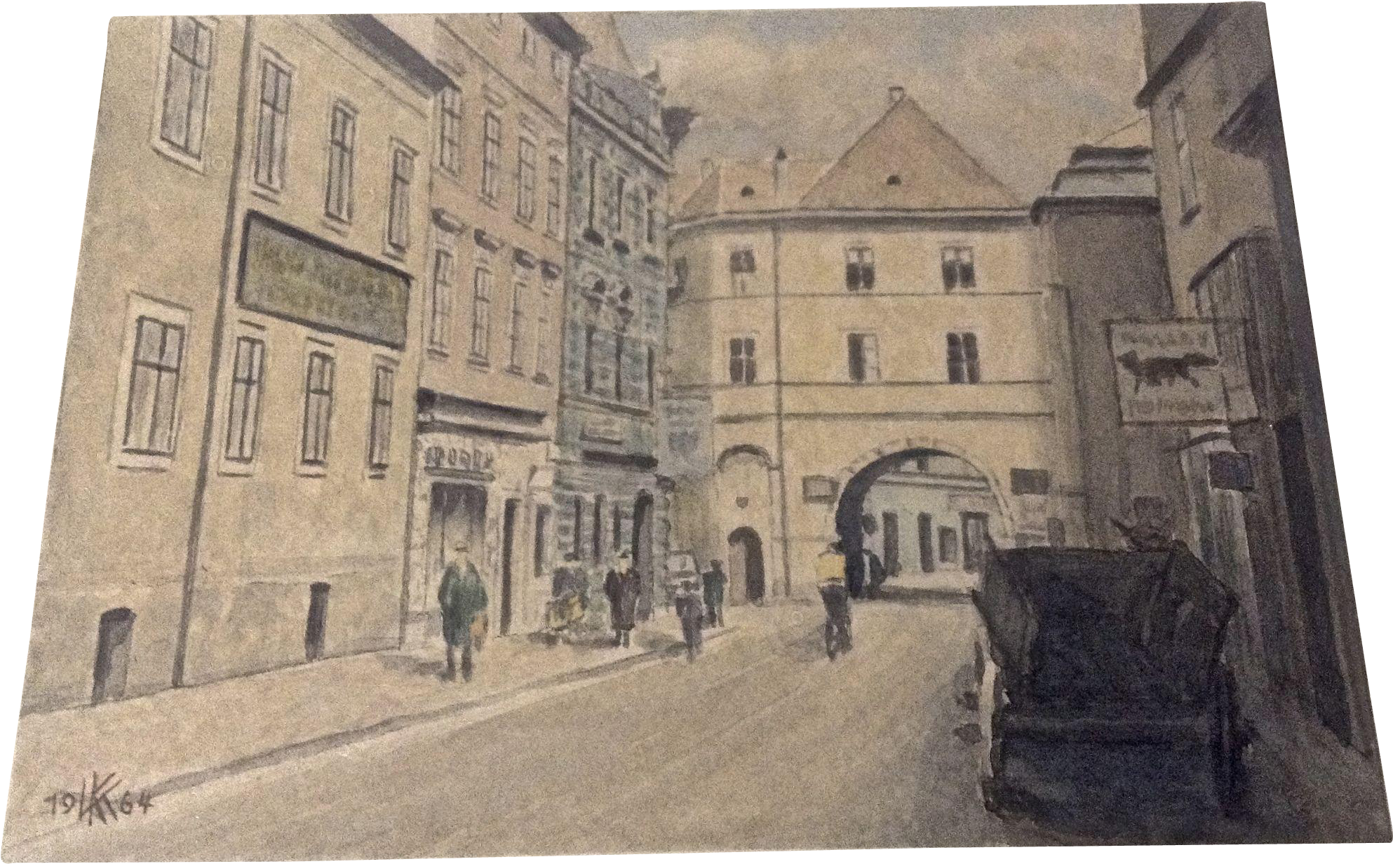 1964 Architectural Watercolor Painting Drawing Of A - Watercolor Painting (1985x1985), Png Download
