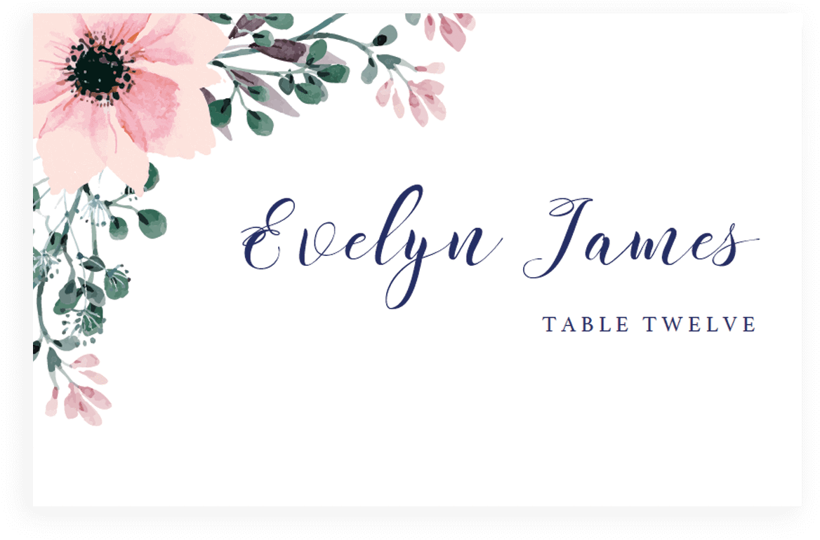 Invitation Flower Place Cards - Wedding (1200x1500), Png Download
