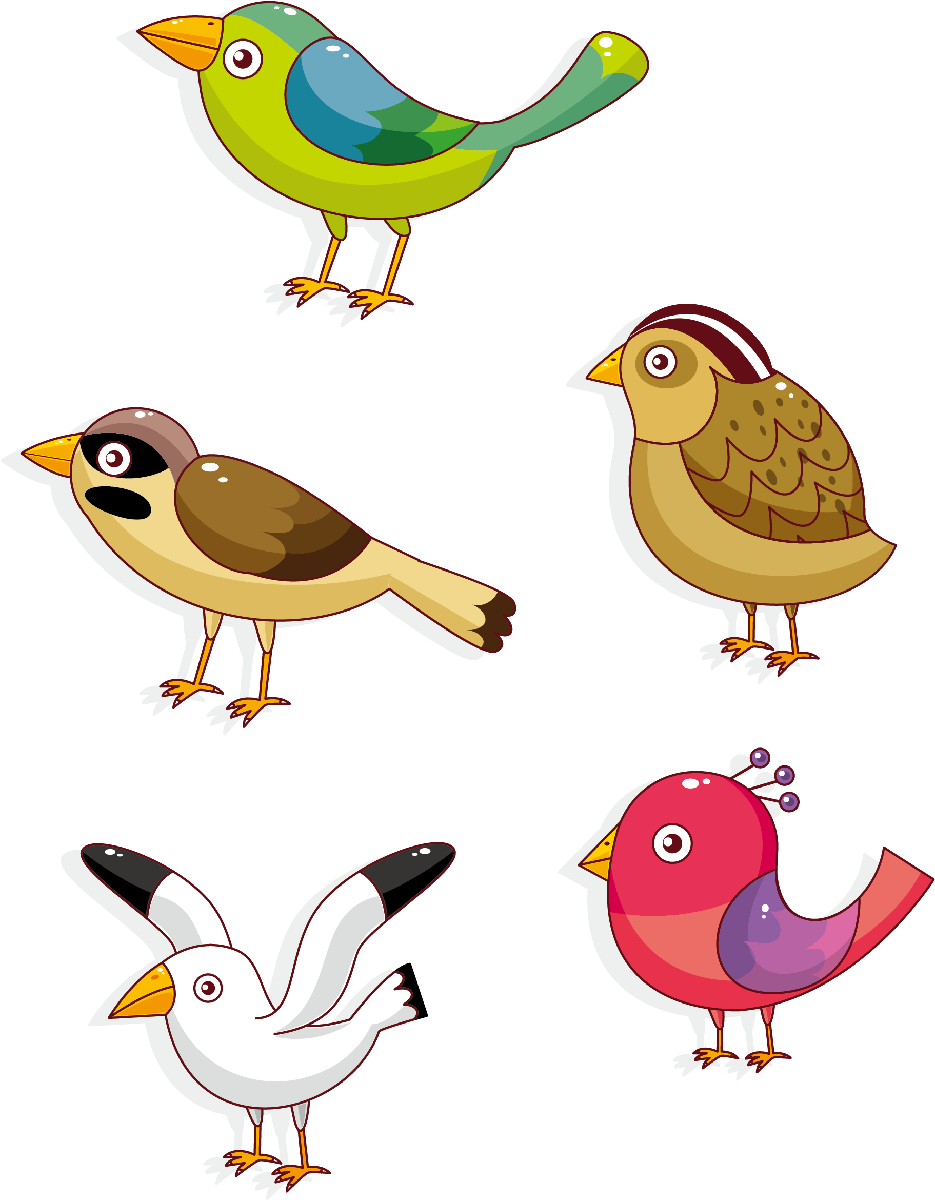 Lovebird Parrot Owl Cartoon Woodpecker Bird Sparrow - Cartoon Pics Of Birds (2379x2495), Png Download