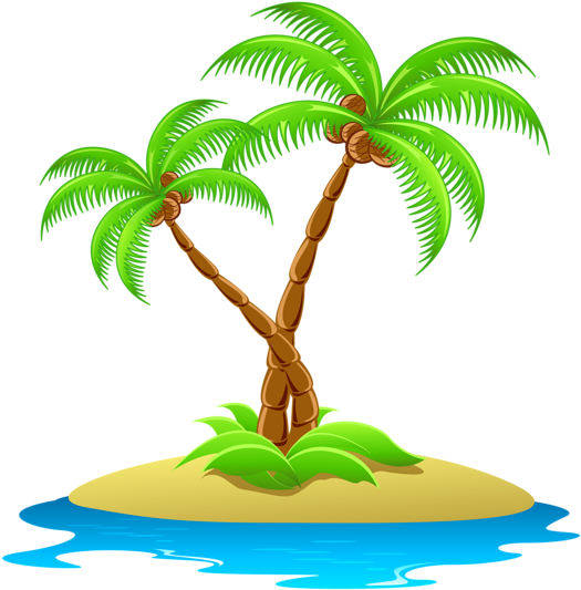 Palm Tree Clipart Beach Island - Island Clipart (600x570), Png Download