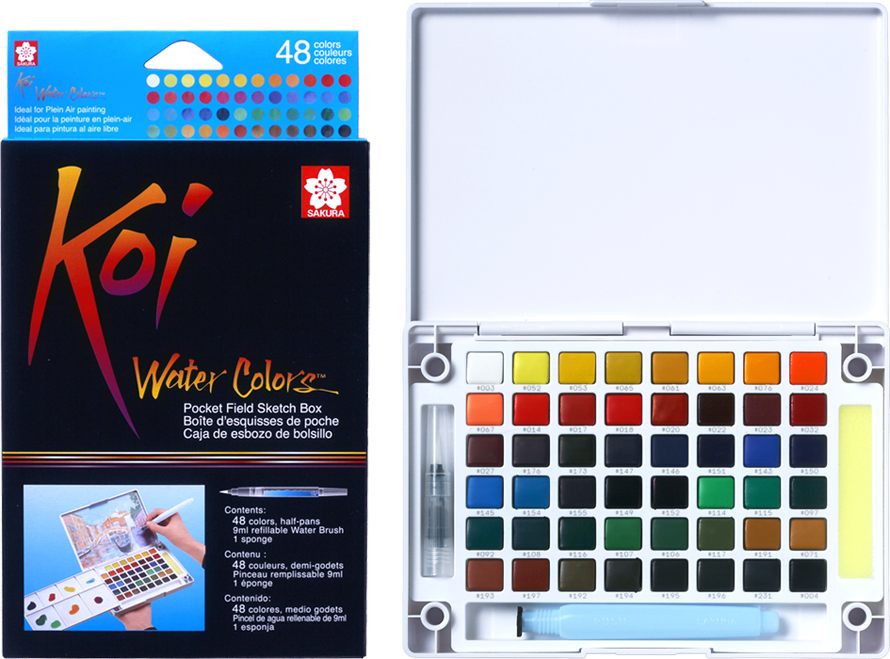 Koi Water Colors Pocket Field Sketch Box - Sakura Koi Watercolor 48 (890x659), Png Download