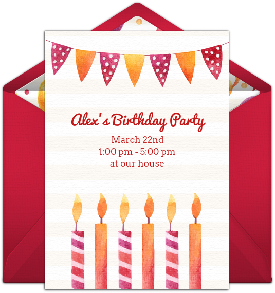 Watercolor Birthday Candles Online Invitation - Birthday (650x650), Png Download