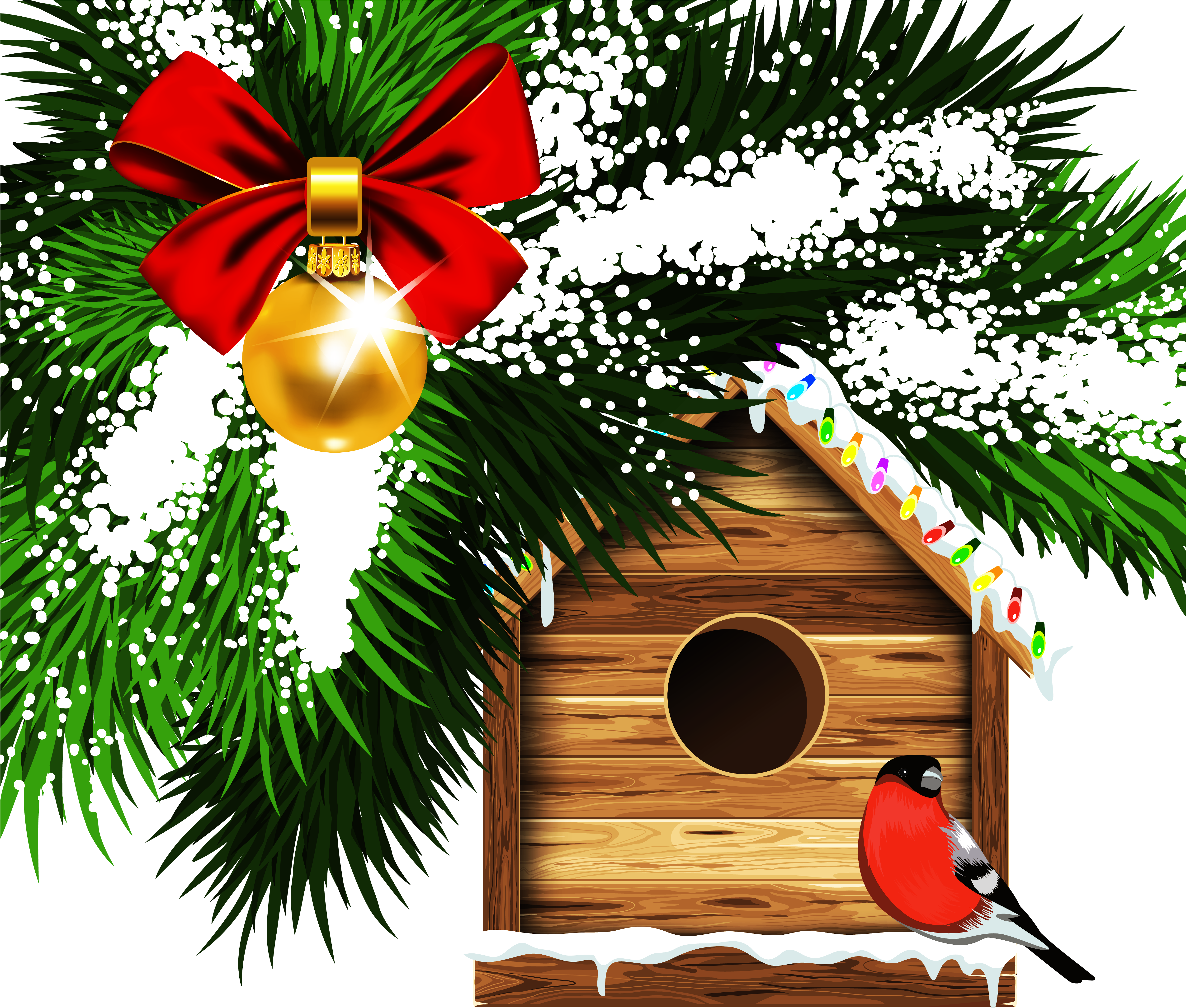 Transparent Bird House Png - Christmas Bird Clip Art (5000x4459), Png Download