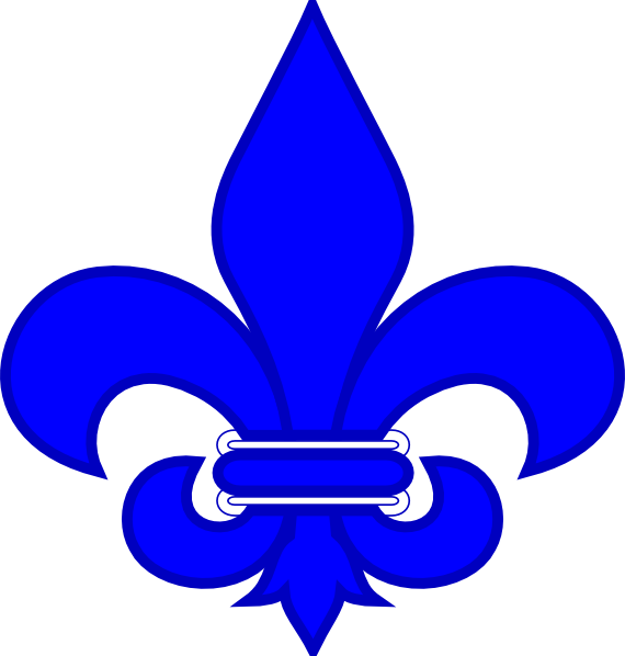 Royal Blue Fleur De Lis Hi - Fleur De Lis Blue And White (570x598), Png Download