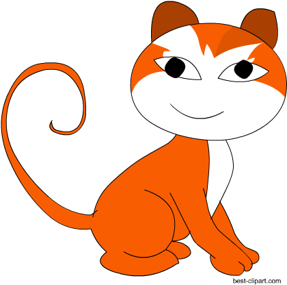 Orange And White Cat Free Clip Art - Clip Art (450x450), Png Download