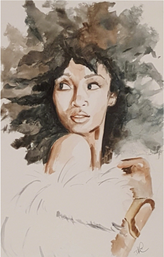Artist - Black Girl Watercolor Paintings (1500x1070), Png Download