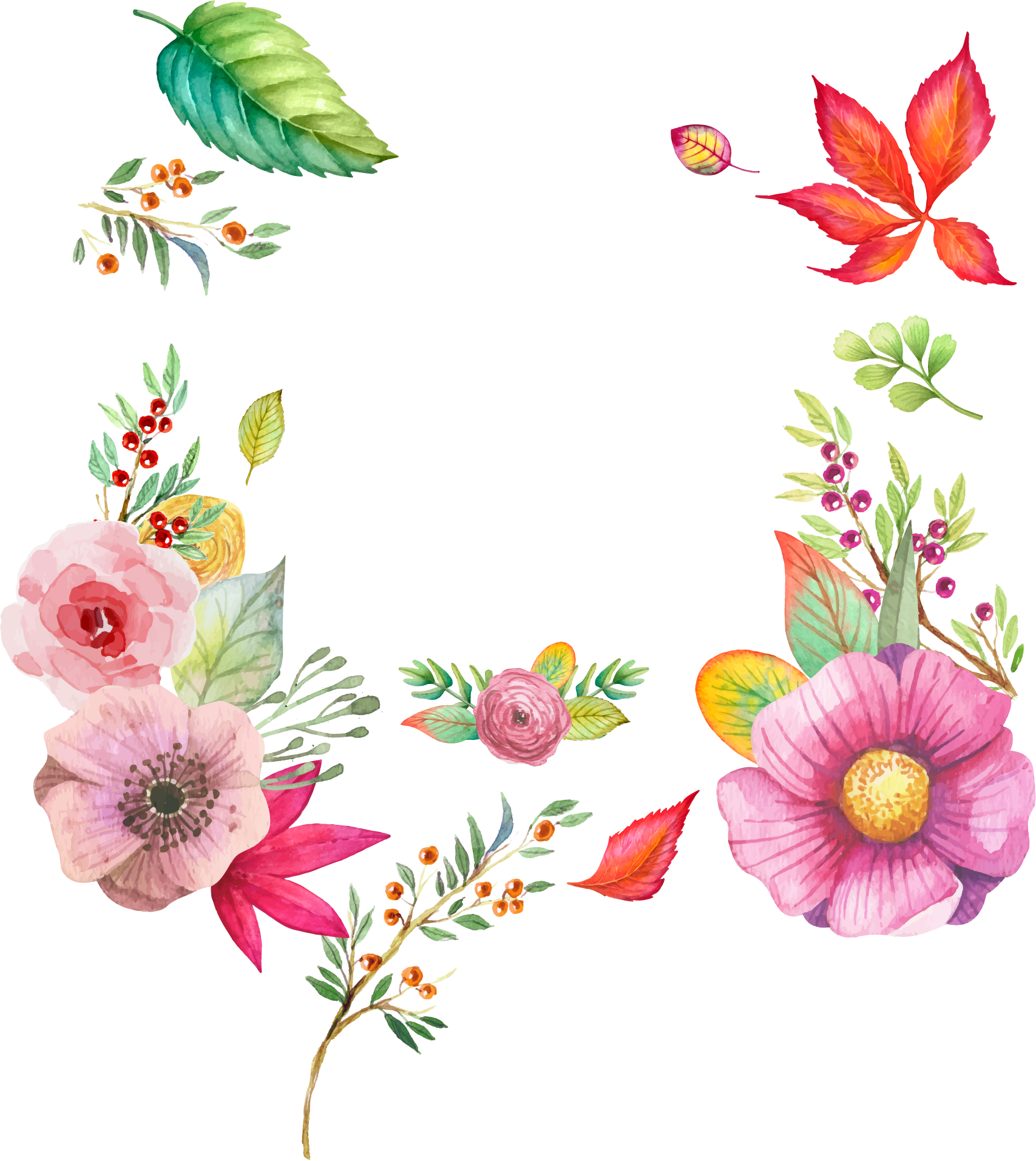 Watercolour Flowers Watercolor Painting - Watercolor Flowers Vector Png (1707x1913), Png Download