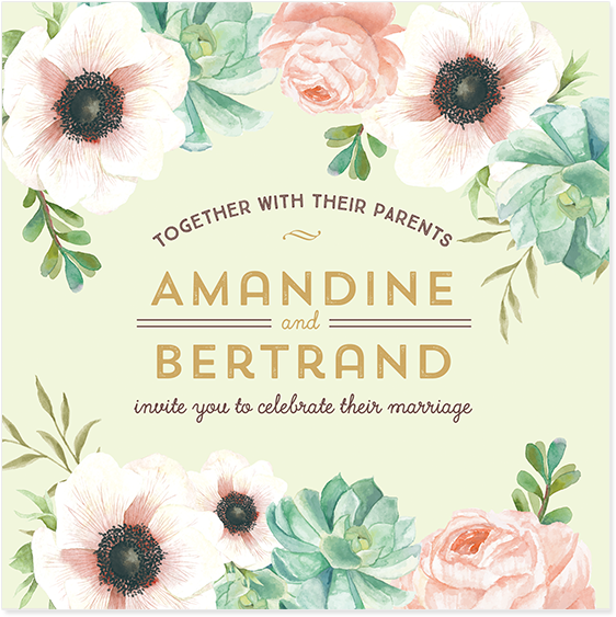 Personalised Botanical Wedding Invitation (700x700), Png Download
