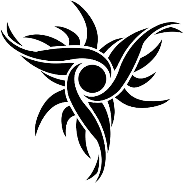 Small Om Symbol In Tribal Sun Tattoo Photo - Tattoo Png (600x596), Png Download